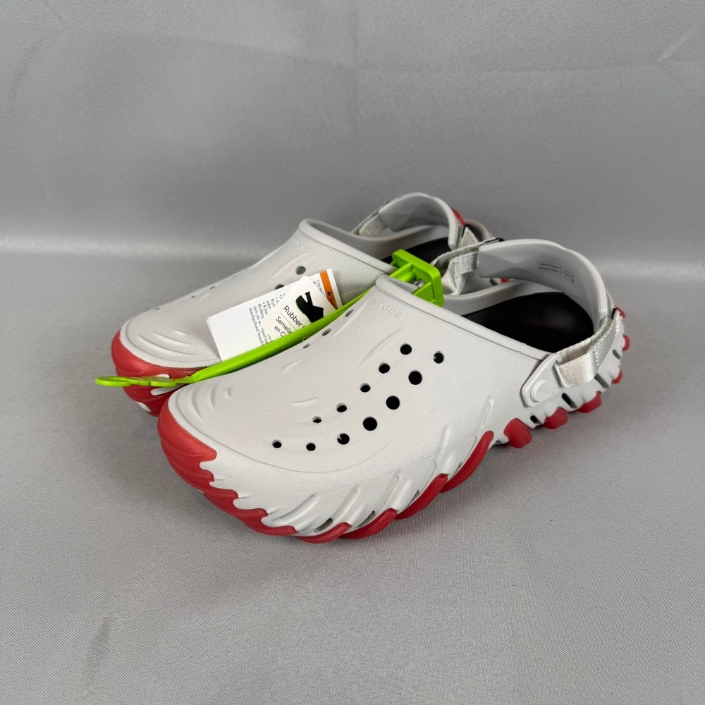 Crocs Echo Icy RO Clogs Mens 11 Atmosphere Gray Red Utility 211458-1FT New NWT